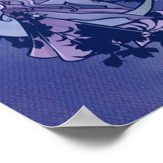 Paarse Moon Goddess Wiccan Triple Moon Symbol Art Poster (Hoek)