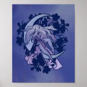 Paarse Moon Goddess Wiccan Triple Moon Symbol Art Poster (Voorkant)