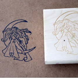 Paarse Moon Goddess Wiccan Triple Moon Symbol Art Rubberstempel