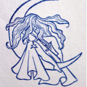 Paarse Moon Goddess Wiccan Triple Moon Symbol Art Rubberstempel