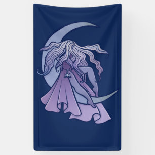 Paarse Moon Goddess Wiccan Triple Moon Symbol Art Spandoek