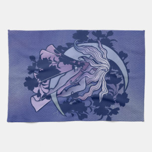 Paarse Moon Goddess Wiccan Triple Moon Symbol Art Theedoek