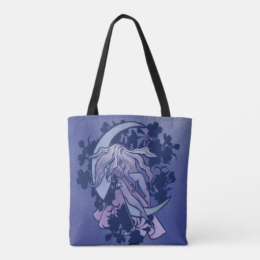 Paarse Moon Goddess Wiccan Triple Moon Symbol Art Tote Bag (Achterkant)