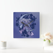 Paarse Moon Goddess Wiccan Triple Moon Symbol Art Vierkante Klok (Huis)