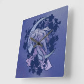 Paarse Moon Goddess Wiccan Triple Moon Symbol Art Vierkante Klok (Hoek)