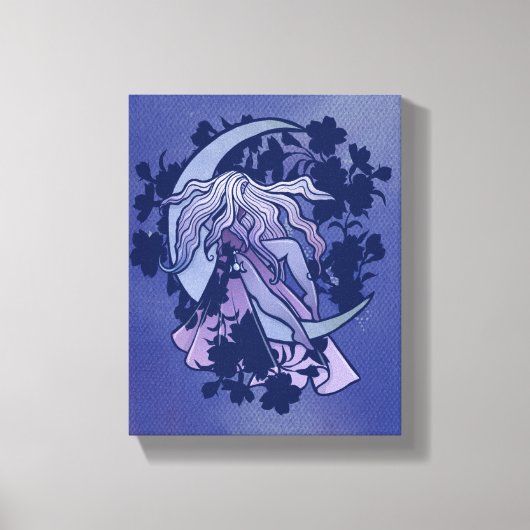 Paarse Moon Goddess Wiccan Triple Moon Symbol Canvas Afdruk (Voorkant)