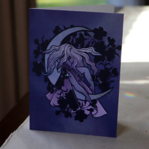 Paarse Moon Goddess Wiccan Triple Moon Symbol Kaart