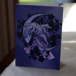 Paarse Moon Goddess Wiccan Triple Moon Symbol Kaart