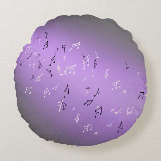 Paarse moon Musical Notes Round cushion Rond Kussen (Voorkant)