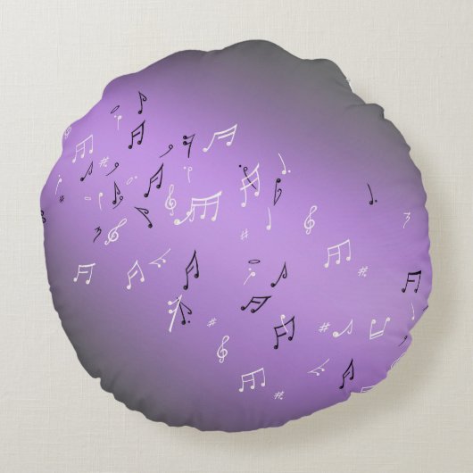 Paarse moon Musical Notes Round cushion Rond Kussen (Achterkant)