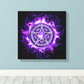 Paarse Moon Pentagram Canvas Afdruk (Insitu (Houten vloer))