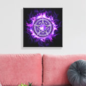 Paarse Moon Pentagram Canvas Afdruk (Insitu (Woonkamer))