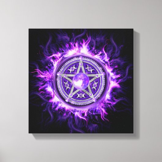 Paarse Moon Pentagram Canvas Afdruk (Voorkant)