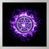 Paarse Moon Pentagram Poster (Voorkant)