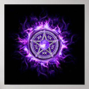 Paarse Moon Pentagram Poster