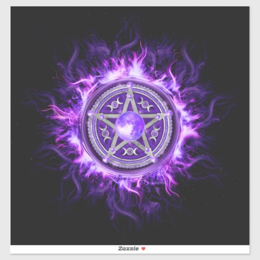 Paarse Moon Pentagram Sticker (Vel)