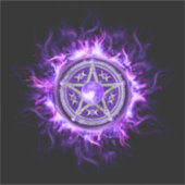 Paarse Moon Pentagram Sticker (Voorkant)