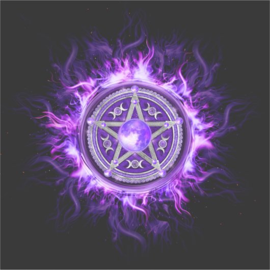 Paarse Moon Pentagram Sticker (Voorkant)