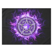 Paarse Moon Pentagram Tafelkleed (Voorkant (Horizontaal))