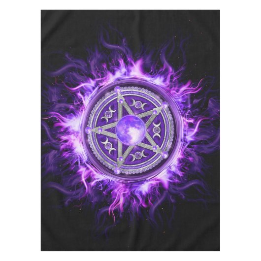 Paarse Moon Pentagram Tafelkleed (Voorkant)