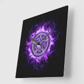 Paarse Moon Pentagram Vierkante Klok (Hoek)