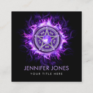 Paarse Moon Pentagram Vierkante Visitekaartje