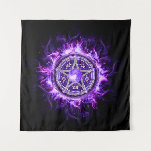 Paarse Moon Pentagram Wandkleed (Voorkant)