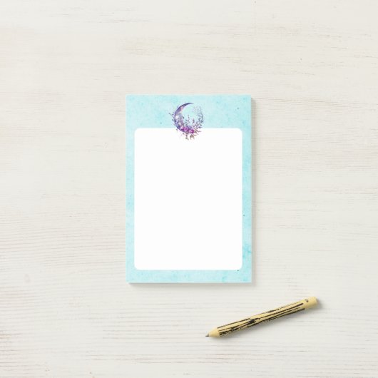 Paarse Moon Post-it® Notes (Op bureau)