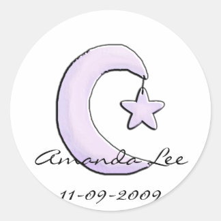 Paarse Moon Ronde Sticker