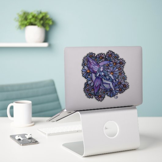Paarse MoonChild Fairy Moon Child Floral Faeries Sticker (Laptop op bureau)