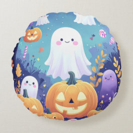 Paarse Mop Halloween  Rond Kussen