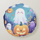 Paarse Mop Halloween  Rond Kussen (Achterkant)