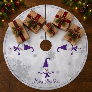 Paarse Mop Sneeuwman Boomrok Fleece Kerstboom Rok