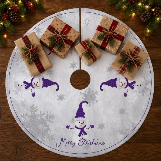 Paarse Mop Sneeuwman Boomrok Fleece Kerstboom Rok