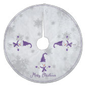 Paarse Mop Sneeuwman Boomrok Fleece Kerstboom Rok (Voorkant)