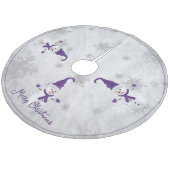 Paarse Mop Sneeuwman Boomrok Fleece Kerstboom Rok (Gekanteld)