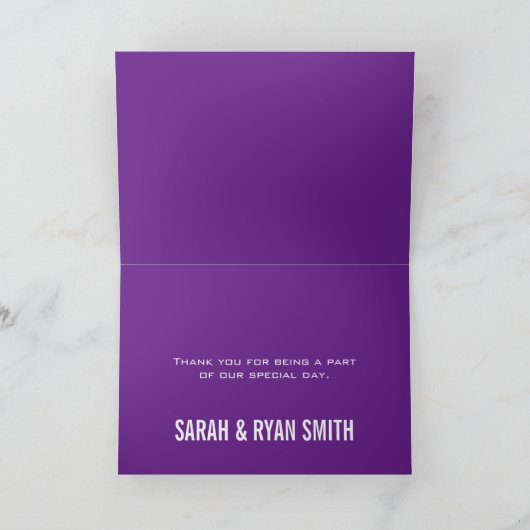 Paarse Moppige Hart Trouw Trouwkaarten Bedankkaart (Binnen)