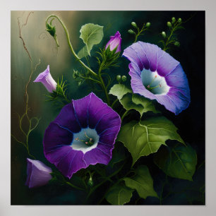 Paarse Morgenroem Bloem Kunstprint Poster