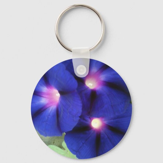 Paarse Morgenster Bloem Sleutelhanger (Voorkant)