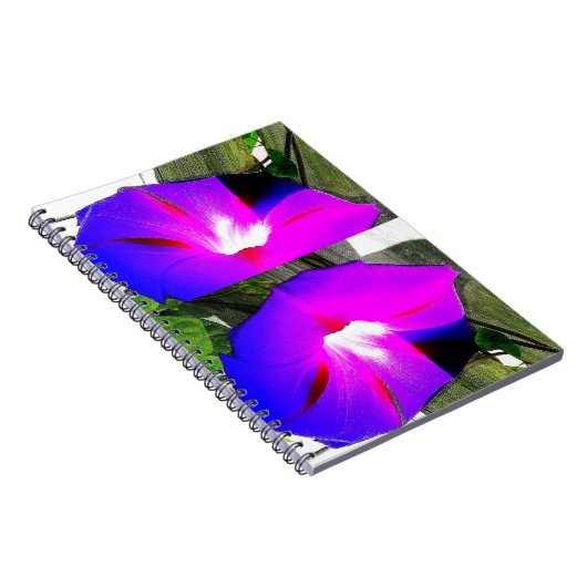 Paarse morning Glory Flower Spiral notebook Notitieboek (Rechterzijde)