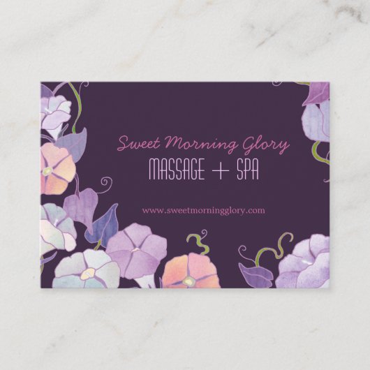 Paarse morning Glory Massage Appointment Card Afsprakenkaartje (Voorkant)