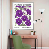 Paarse Morning Glory September Geboorte Bloemenmar Poster
