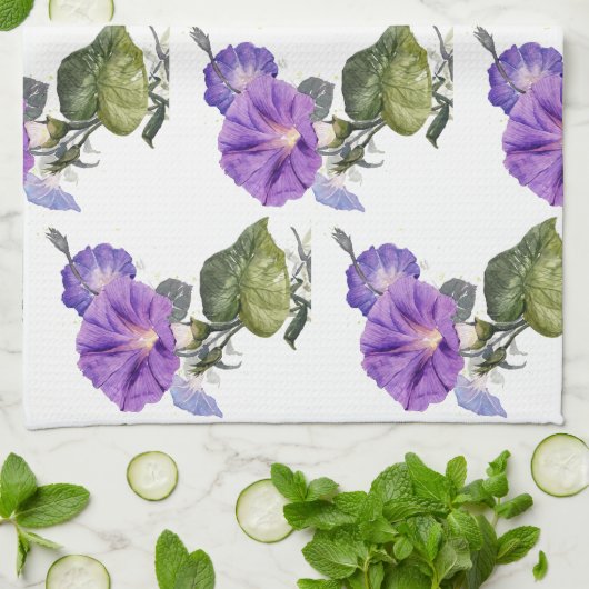  Paarse morning Glory Theedoek (Gevouwen)