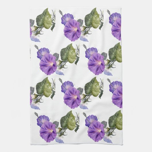  Paarse morning Glory Theedoek (Verticaal)