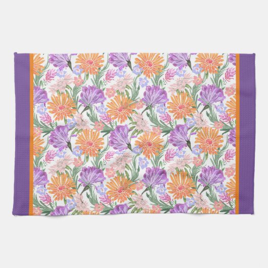 Paarse Morning Glory Theedoek (Horizontaal)