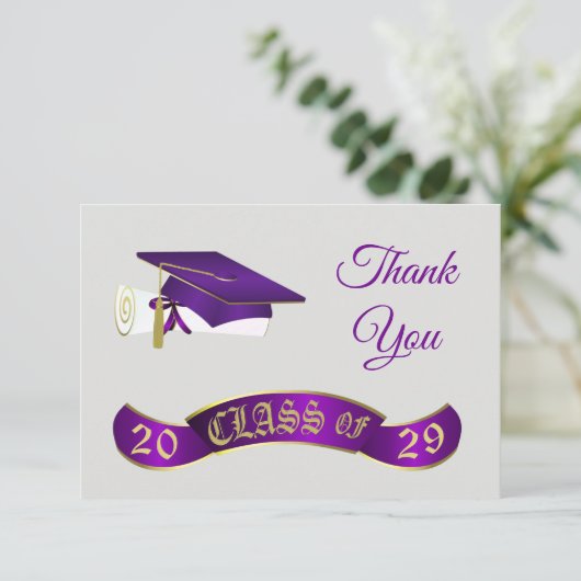 Paarse mortar, klasse van elk jaar Dankuwel Bedankkaart (Staand voorkant)