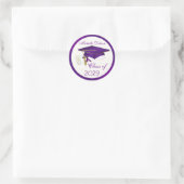 Paarse mortier, diploma Afstuderen Ronde Sticker (Tas)