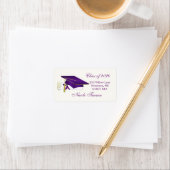 Paarse Mortier pet, diploma afstuderen Etiket (Insitu)