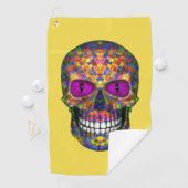 Paarse Mosa Sugar Skull Zombie Undode Golfhanddoek (Insitu)