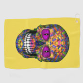 Paarse Mosa Sugar Skull Zombie Undode Golfhanddoek (Horizontaal)